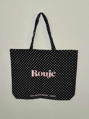 Cute ROUJE Black and White Polka-dot Tote Bag! New!